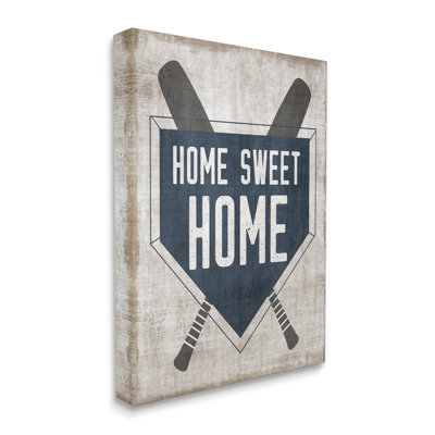 «Rustic Sweet Home Baseball Bats and Base Plate» par Natalie Carpentieri - cadre flottant, impression sur toile
