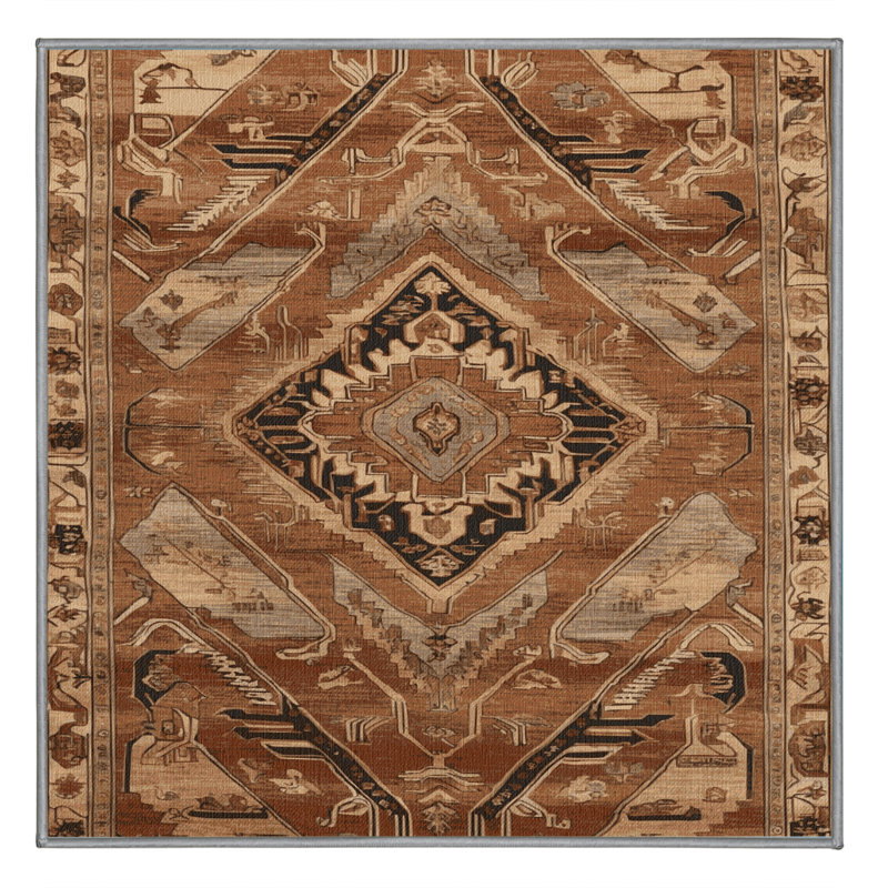 Tapis brun lavable à la machine, Carré 6 pi