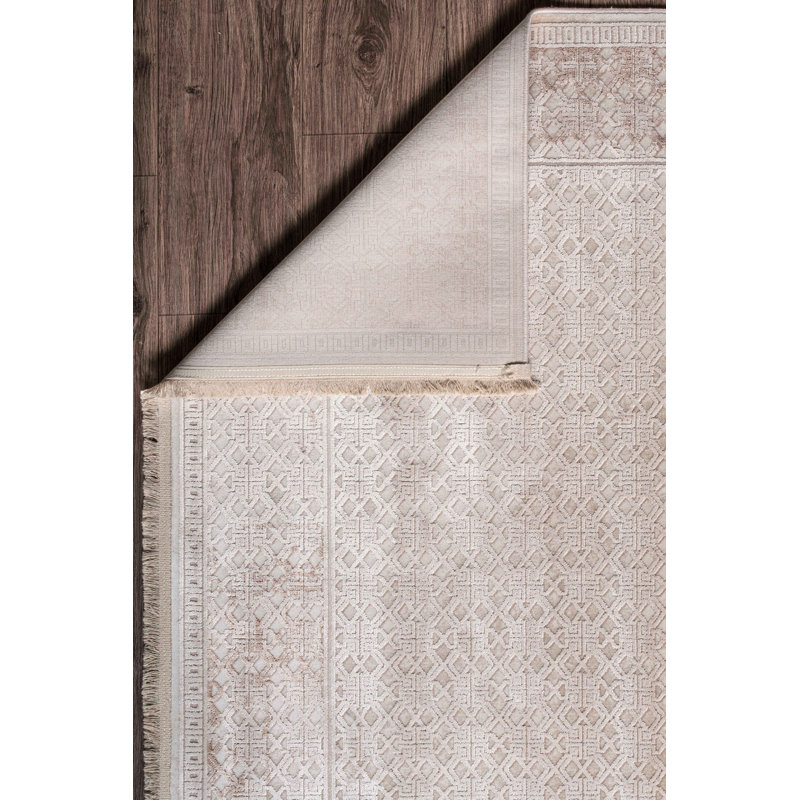 Tapis luxueux, beige, 2,6 x 4,9 pi | 100% acrylique, 2200 g / m², hauteur des poils de 0,3 po | Coton / semelle de jute, 1 150 000 points de fil | Idéal pour le salon et la chambre à coucher, facile à passer l'aspirateur, à nettoyer seulement