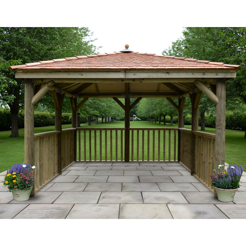 3.5m x 3.5m  Wooden Gazebo with Cedar Roof with Installation Service
