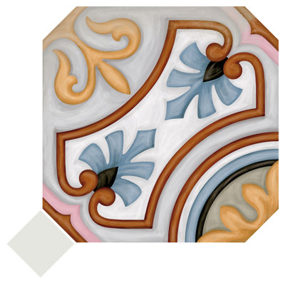 Vaudeville Octagon Deco Diglas W/Taco 7-7/8 In. X 7-7/8 In. Porcelain Floor And Wall Tile