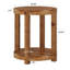 Table de bout ronde en bois massif 20 po avec tablette de rangement à 2 niveaux-1802580698