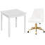Ensemble de bureau à domicile et de chaises, bureau d'ordinateur carré blanc avec ensemble de chaises pivotantes en velours, ensemble de chaises de travail en velours à hauteur réglable, poste de travail multi-paquets