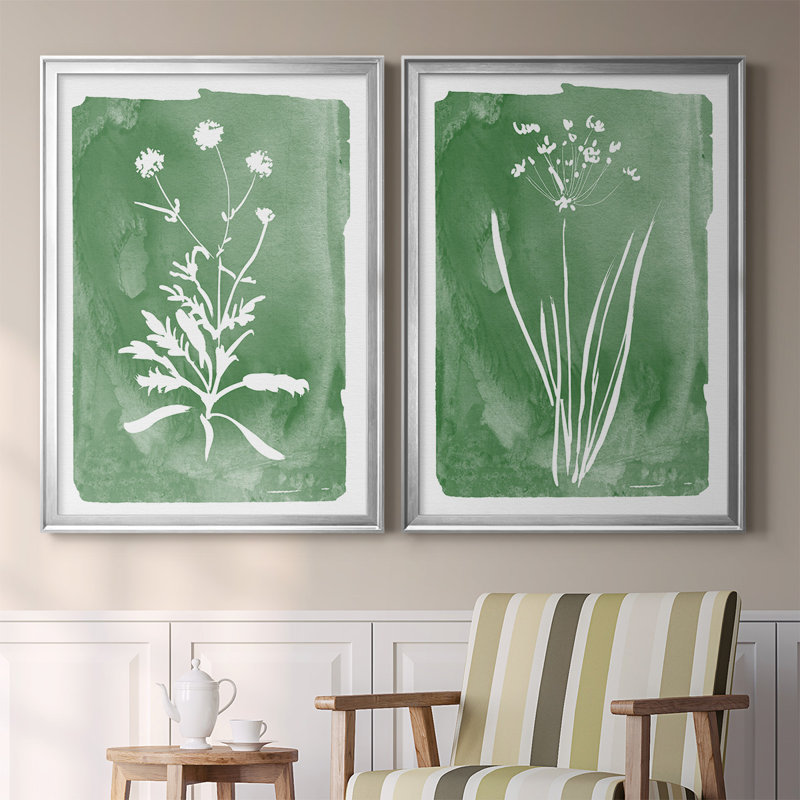 Toile encadrée de qualité supérieure Green Botanical I - prête à être accrochée, H 42,5 po x l 61 po x P 1,25 po, Argent
