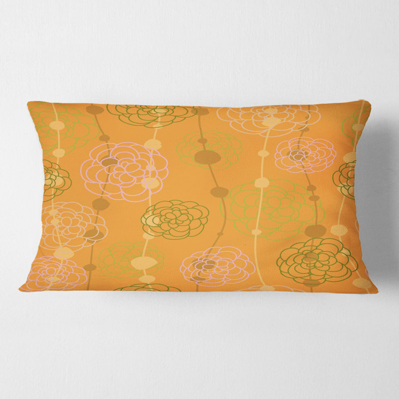 Coussin décoratif rétro imprimé à la main III - Mid-Century, Orange