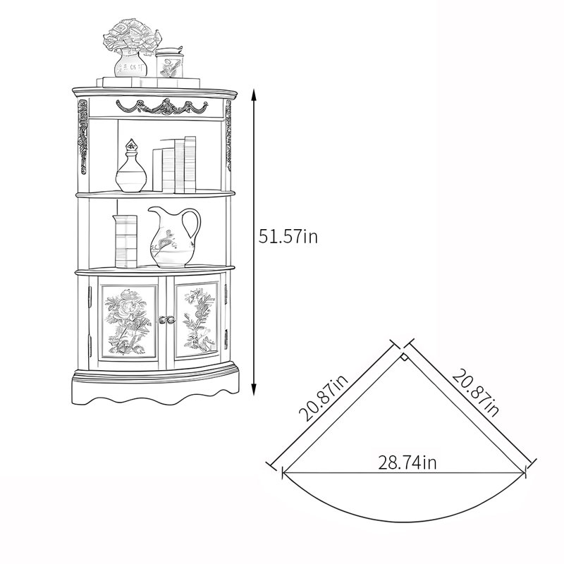Élégante armoire d'angle multifonctionnelle rétro