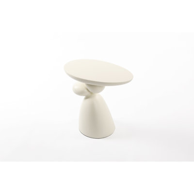 Modern Minimalist Fiberglass Table, Oval Coffee & End Table For Home, Milk White Finish, Stable And , Easy To Use Maintain Corner Design Guestroom, Heat No Assembly Required, Lacquered Finish