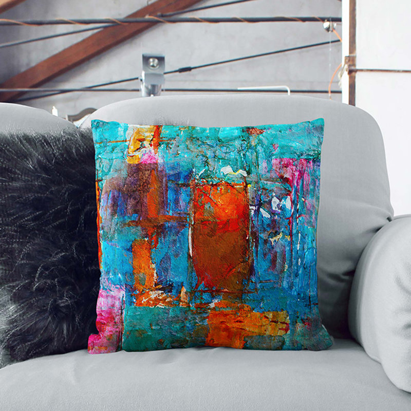 Abstract Square Throw Cushion, White, 40 x 40 cm