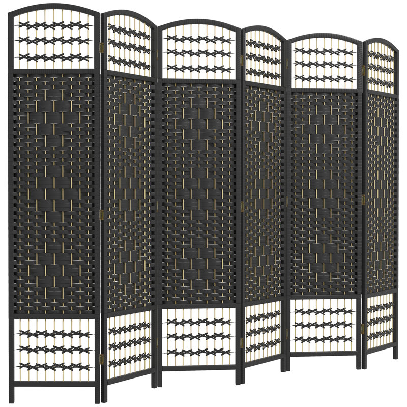 6 Panel Room Divider, Black