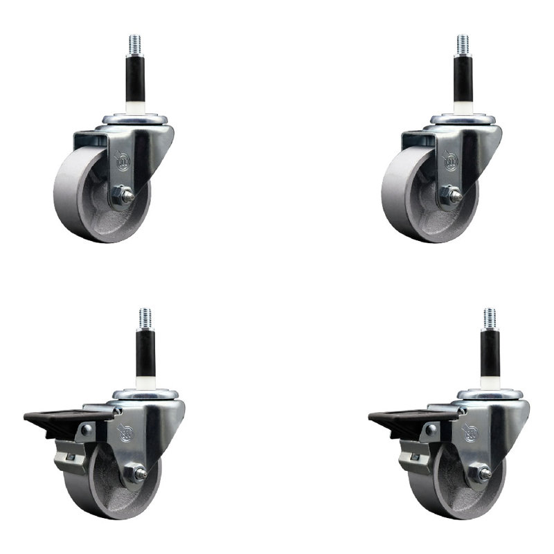 Ensemble de roulettes extensibles semi-pivotantes à 2 roues SCC PLB 3 po x 7/8 po