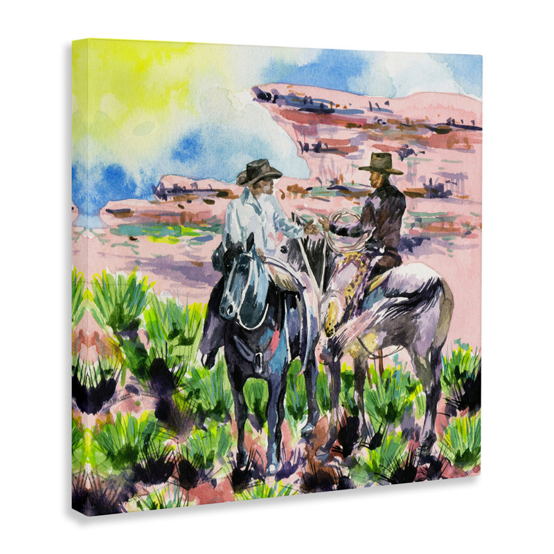 «Sunny Canyon Cowboys», art mural sur toile par Melissa Wang, H 30 po x l 30 po