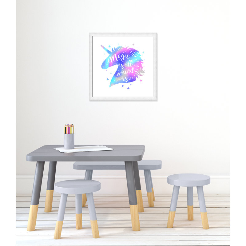 «Magic Is All Around Us», impression sur papier, H 22,5 po x l 22,5 po x P 0,6 po, Encadré plat à grain de bois blanc
