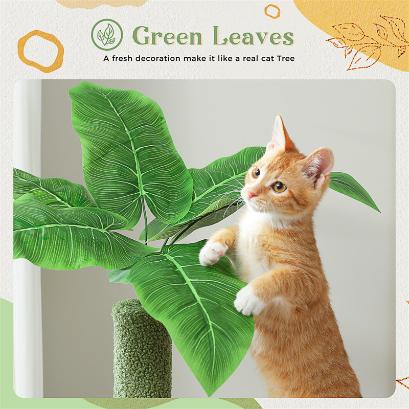 Arbre à chat pour chats d'intérieur, grand condo, poteaux à griffer en sisal, hamac et perchoir, conception de cactus frais, robuste, multi-niveaux