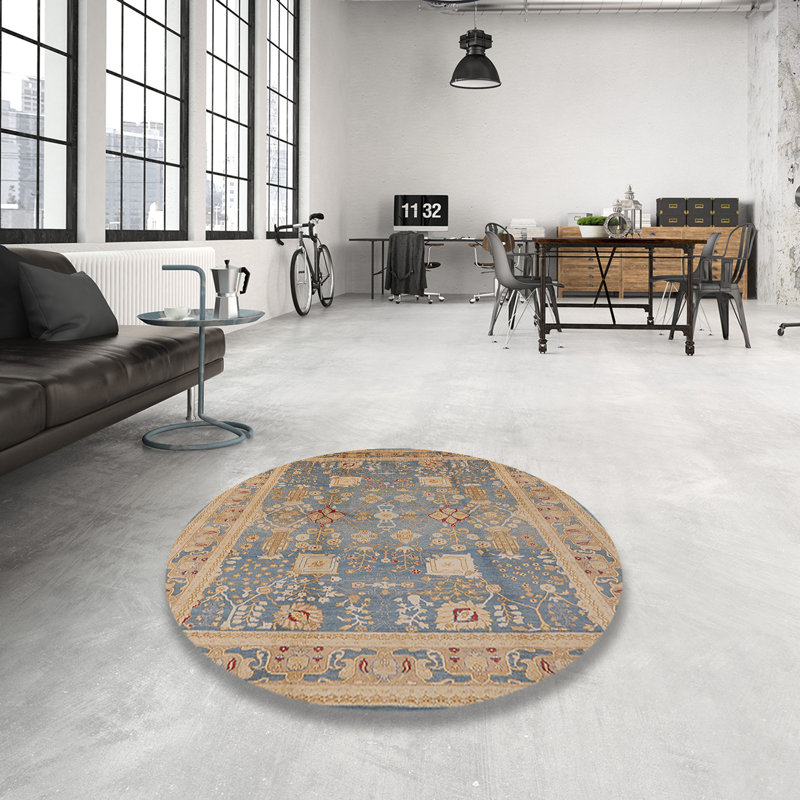 Tapis oriental brun / bleu Swenki, Rond 8 pi
