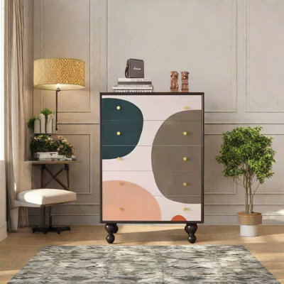 Armoire décorative en bois massif avec poignées en laiton