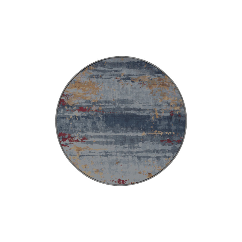 Tapis gris lavable à la machine, Rond 7 pi