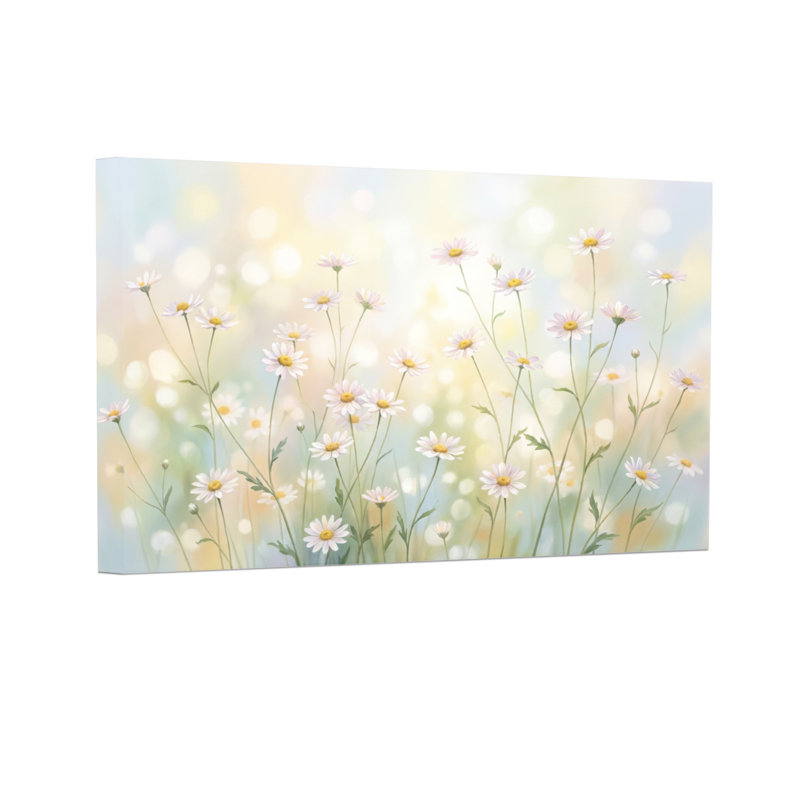 Plantes et fleurs marguerites sur fond doux, 12” H x 18” W