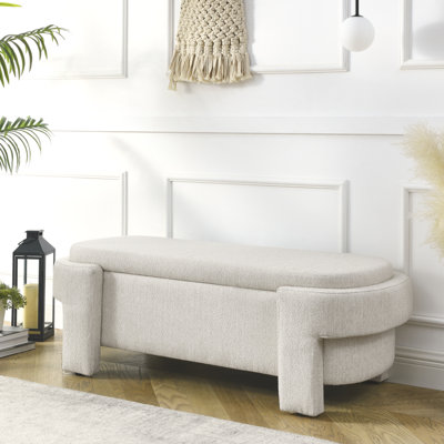 Banc rembourré en chenille avec grand espace de rangement pour le salon, le vestibule et la chambre à coucher (51,5 po x 20,5 po x 17 po)