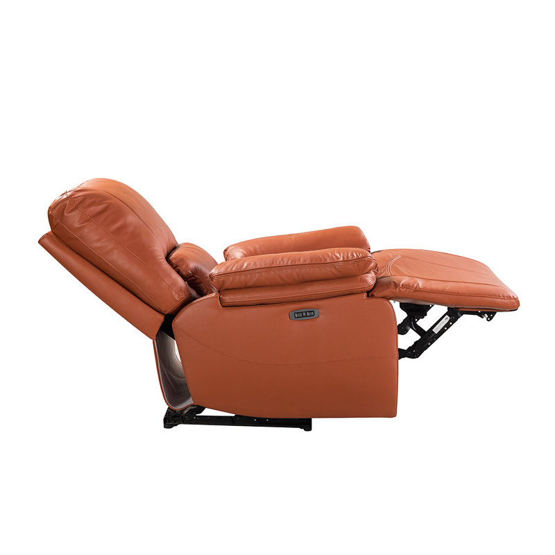 Fauteuil inclinable électrique en cuir véritable Carrina, Cuir véritable brique