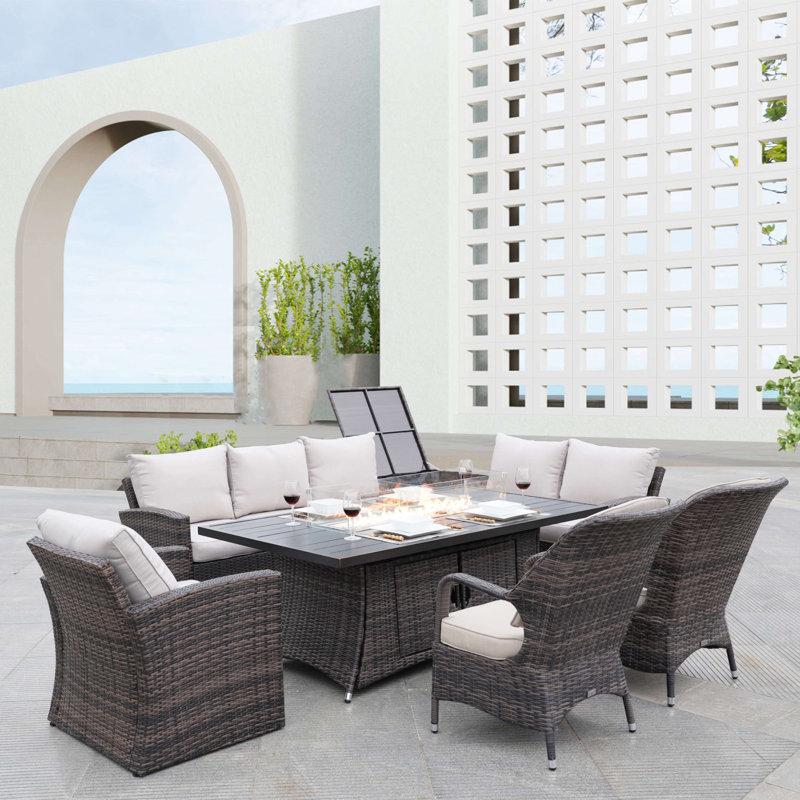 Wicker 8 - Person Patio Conversation Set with Cushions