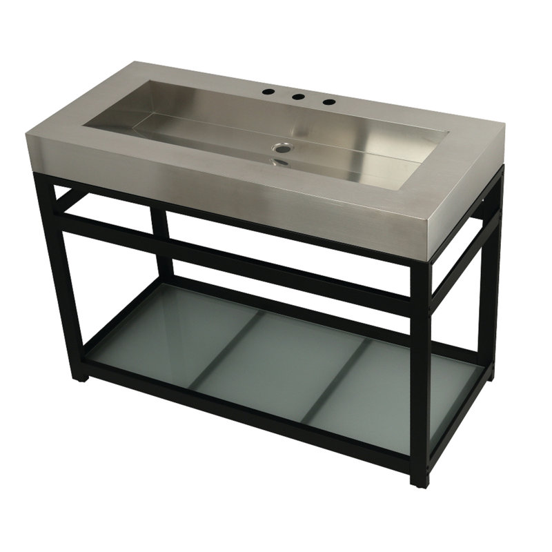 Fauceture Rectangular Console Bathroom Sink, Brushed/Matte Black