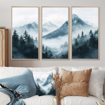 Misty Mountain Morning II - Mountains Set Of 3 Wall Art