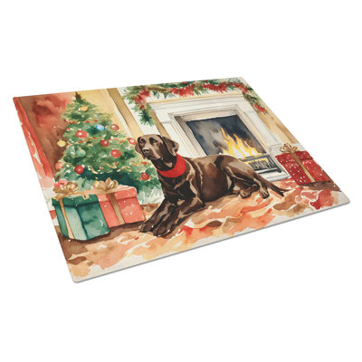 Labrador Retriever Cozy Christmas Glass Cutting Board Large