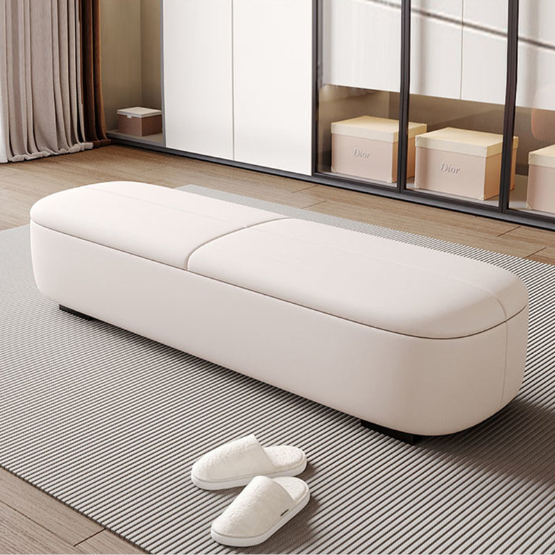 Beige Modern Wood Upholstered  Bedroom and Entry Leather Long Storage Bench, Beige, 15.75"H x 55.12"L x 17.72"D