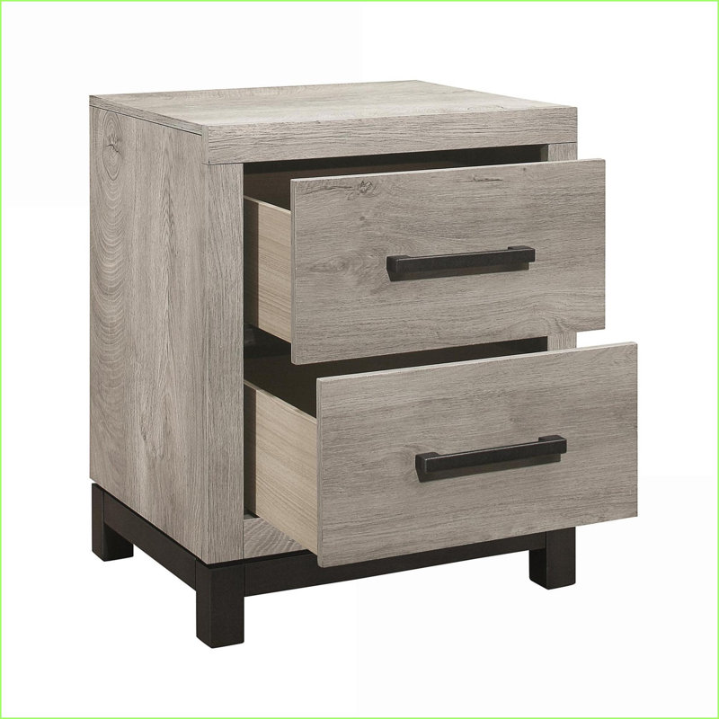 Table de chevet 2 tiroirs gris