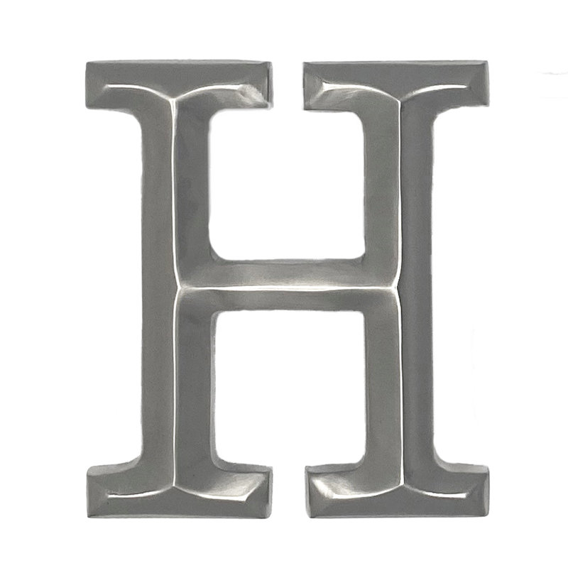 Heurtoir de porte lettre monogramme, Nickel, H