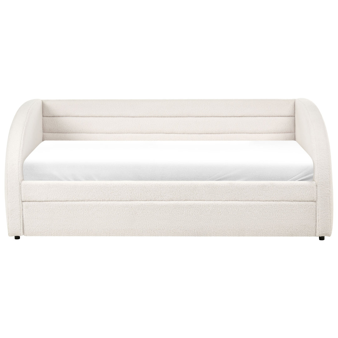 Trundle Bed Boucle ALBIAC 90 x 200 cm (EU Single) White