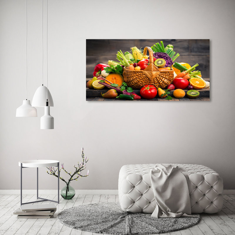 A Basket Of Fruit Vegetables - Wrapped Canvas Print