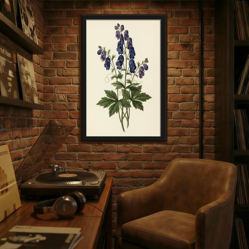 Plantes et fleurs Fleurs bleues avec feuilles vertes sur fond crème