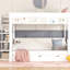 Lit superposé convertible blanc avec options de rangement: escalier, table, 3 tiroirs - rangement robuste et efficace-643675689