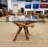 Glass Top Solid Wood Base Dining Table