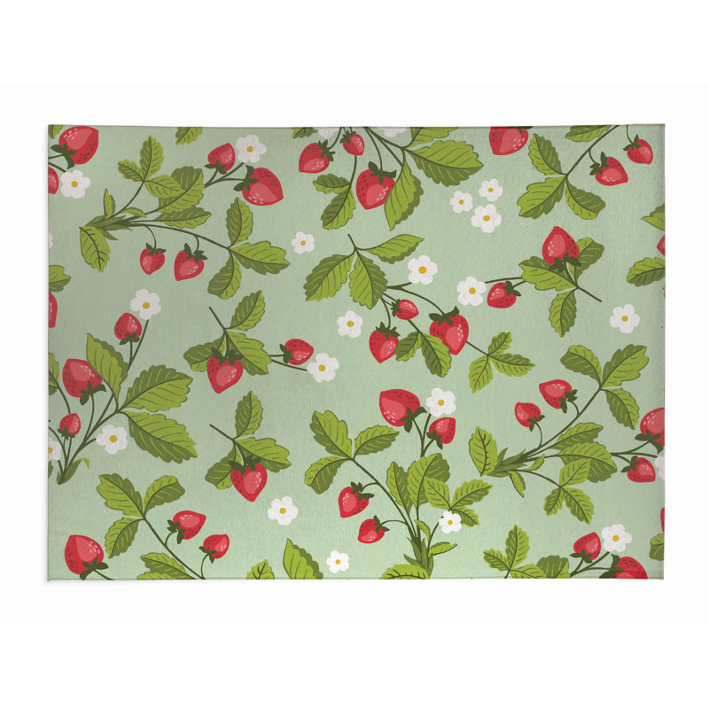 Strawberries Outdoor Rug, Rectangle 5' x 7'