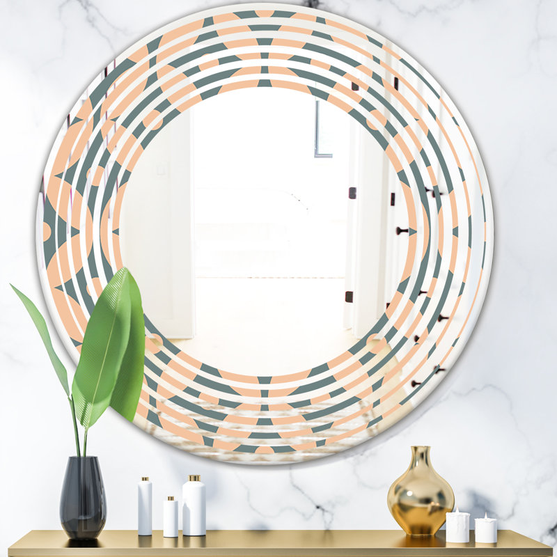 Wave Pattern Abstract Design IV Modern Frameless Wall Mirror, 23.6" H x 23.6" W