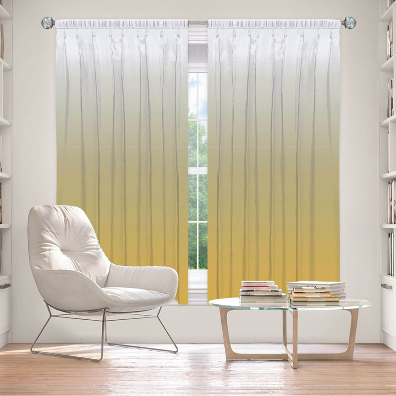 Vandela Room Darkening Curtain Pair, 40" W x 82" L, Mustard/Gray