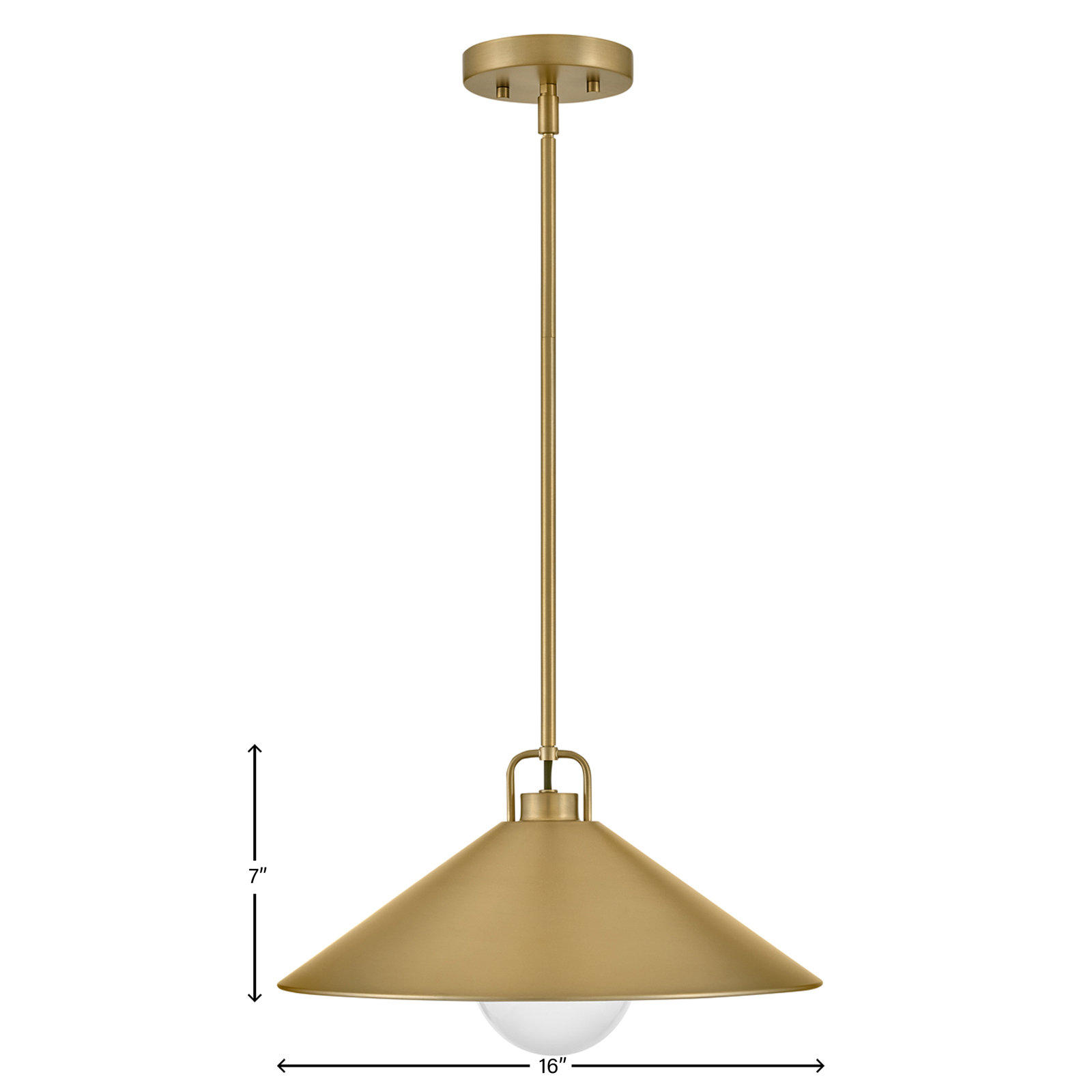 Zoë Single Light Metal Steel Dimmable Pendant, Lacquered Brass