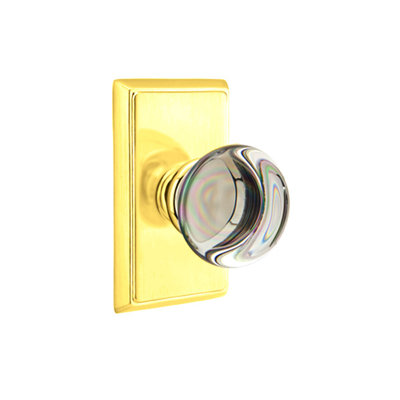 Ensemble de boutons d'intimité Emtek avec rosette rectangulaire et bouton en verre Providence