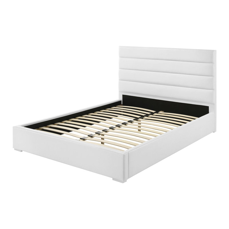 Lit plateforme tapissier de 53 po blanc, Très grand
