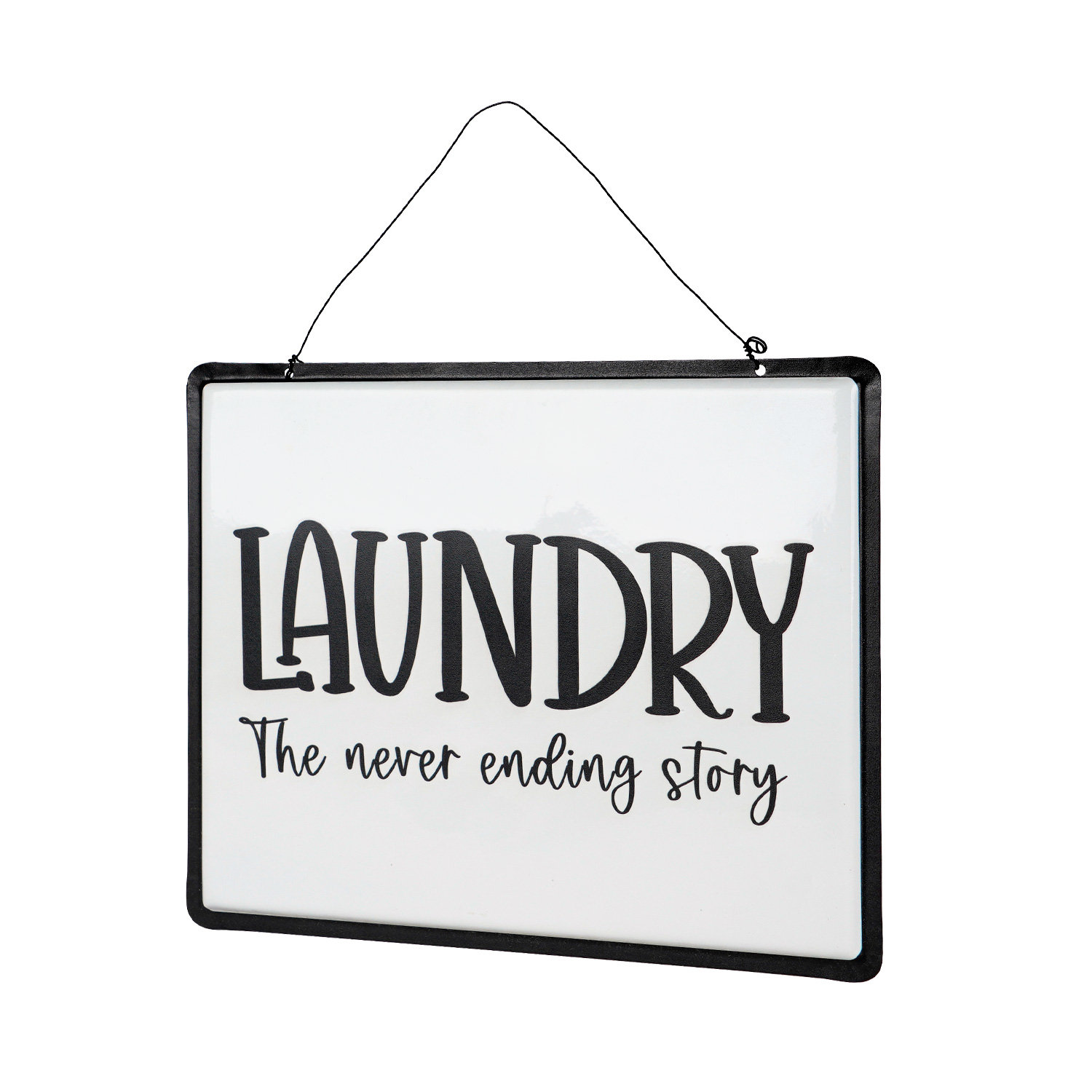 Trinx Laundry The Never Ending Story Metal Sign Laundry Room Wall Decor ...
