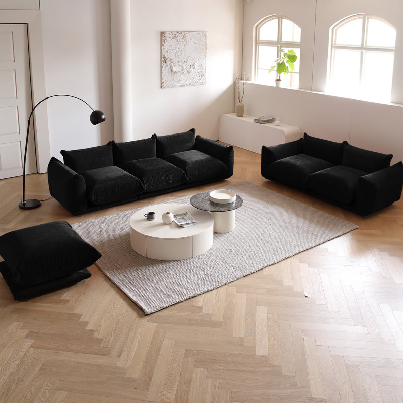 Canapé modulaire en tissu 5 pièces Minarik, Noir