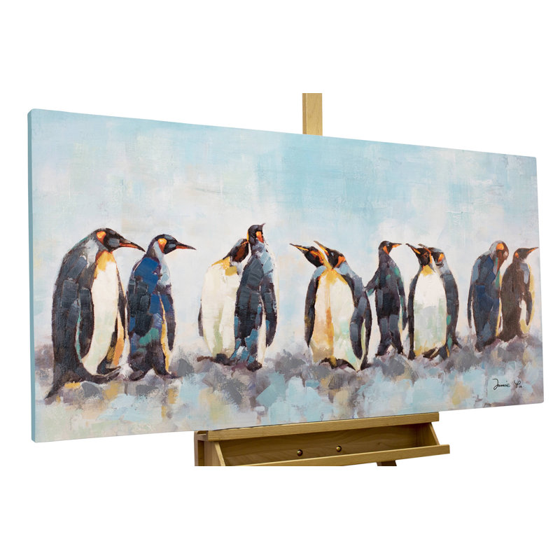 Acrylic Painting Circle Of Penguins