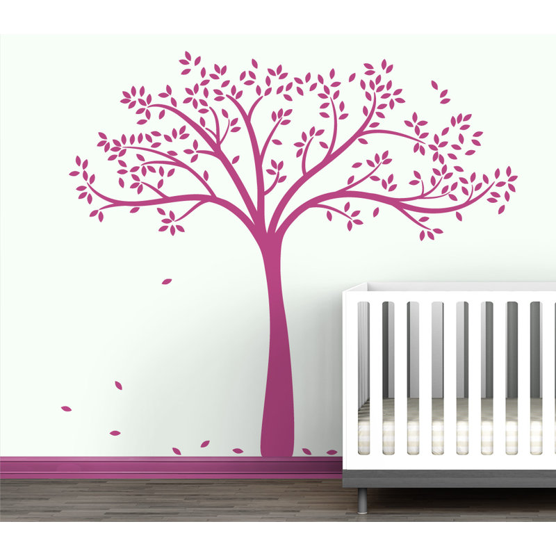 Décalcomanie murale arbre d’automne monochrome, Rose foncé jazzy