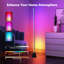 Lampe sur pied d'angle à DEL avec haut-parleur, application de lumière DEL alimentée par USB et télécommande, IC + RVB synchronisée avec musique changeante de couleur, minuterie, lampe sur pied en mode musique, convient au salon, à la chambre à coucher, aux jeux (la télécommande n'inclut pas les piles)