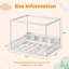 Lit Montessori au sol (taille standard), tête de lit avec compartiments de rangement ouverts, barrières de sécurité sur les 4 côtés avec porte d'accès, lit double pour dormir et jouer dans la chambre, blanc-814313049