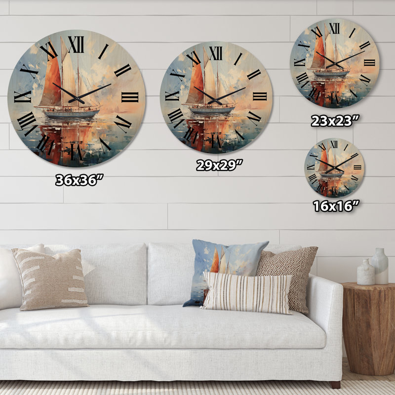 Horloge murale bateau en bois Regatta II, Très grand