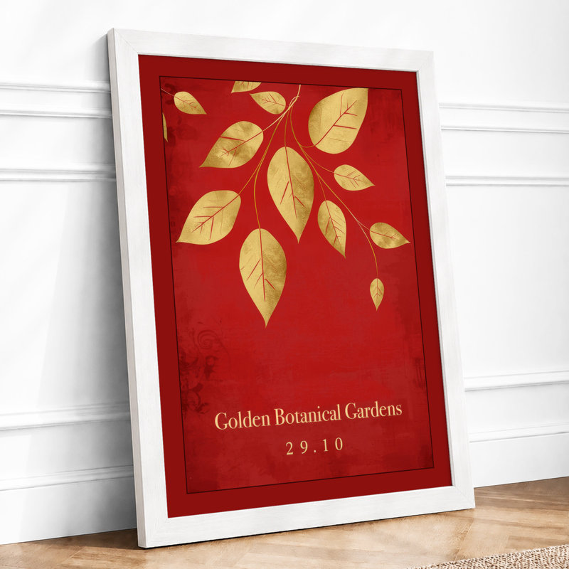 Golden Arrangement Botanical - Framed Print, A3 - 42.0 x 29.7 cm, White