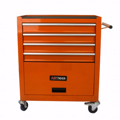 4 Drawers Multifunctional Tool Cart With Wheels-Orange